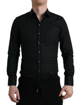 Dolce & Gabbana Black Cotton Stretch Slim Formal Dress Shirt -   -  Dolce & Gabbana.